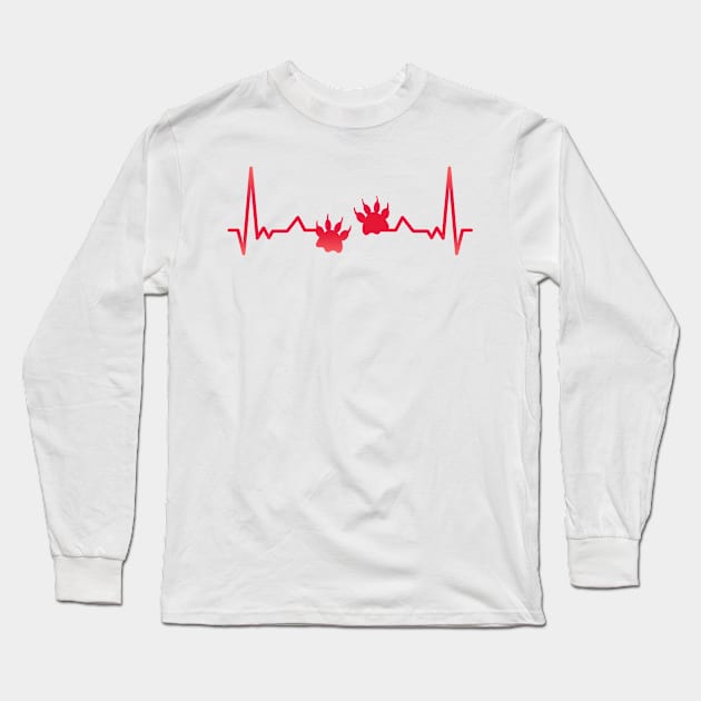 Dog Paw Heartbeat Canine and Doggo Xmas Gift Long Sleeve T-Shirt by qwertydesigns